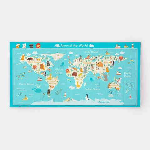 Animals World Map - 128 Piece Junior Jigsaw Puzzle