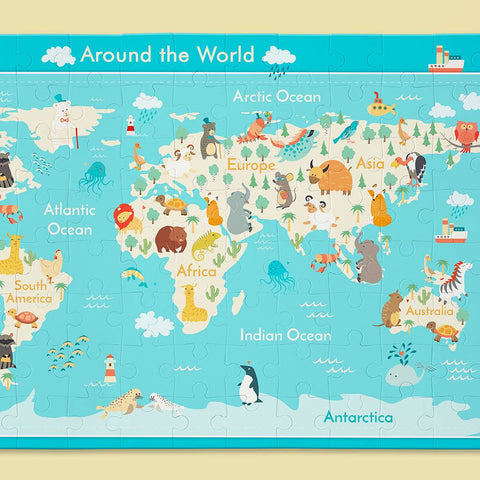 Animals World Map - 128 Piece Junior Jigsaw Puzzle