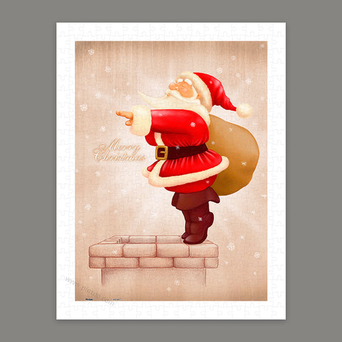 Santa Claus Dive in the Fireplace - 300 Piece Jigsaw Puzzle