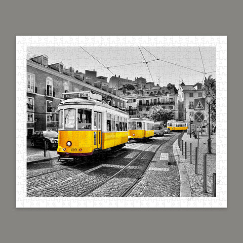 Yellow Trams in Lisbon - 500 Piece Jigsaw Puzzle