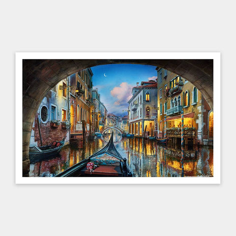 Venetian canal scene on 1000 piece jigsaw puzzle.