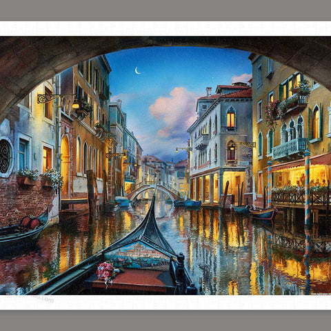 Detailed view of Venetian canal jigsaw puzzle.