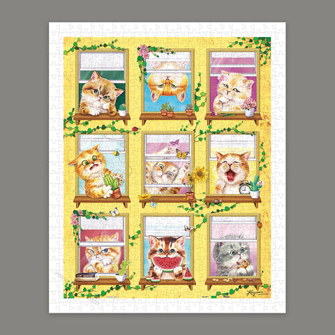 Pintoo H2140 Kittens' Morning Routine by Kayomi - 500 Piece Jigsaw Puzzle