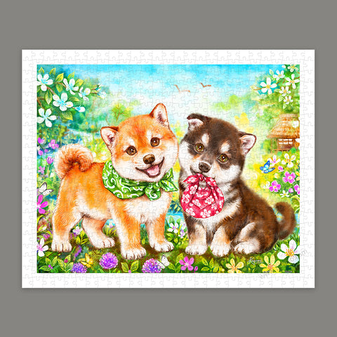 Shiba Puppies' First Errand - 500 Piece Jigsaw Puzzle