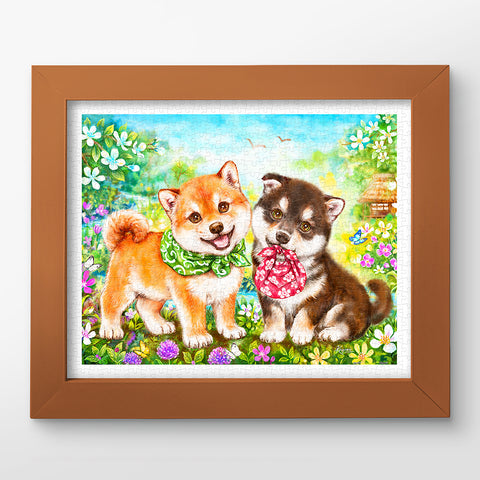 Shiba Puppies' First Errand - 500 Piece Jigsaw Puzzle