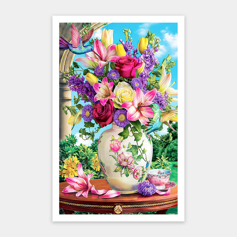 Flowers and Hummingbird - 1000 Piece Jigsaw Puzzle