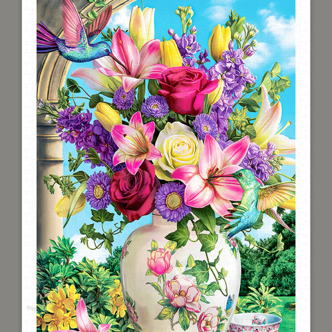 Flowers and Hummingbird - 1000 Piece Jigsaw Puzzle