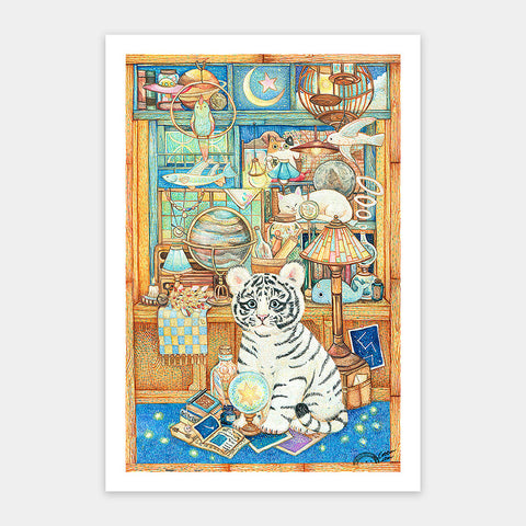 Pintoo H2350 Little White Tiger's Collection Cabinet by Cotton Lion - 600 Piece Jigsaw Puzzle