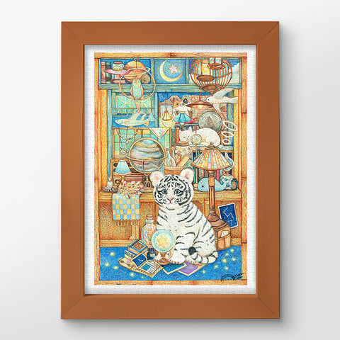 Pintoo H2350 Little White Tiger's Collection Cabinet by Cotton Lion - 600 Piece Jigsaw Puzzle