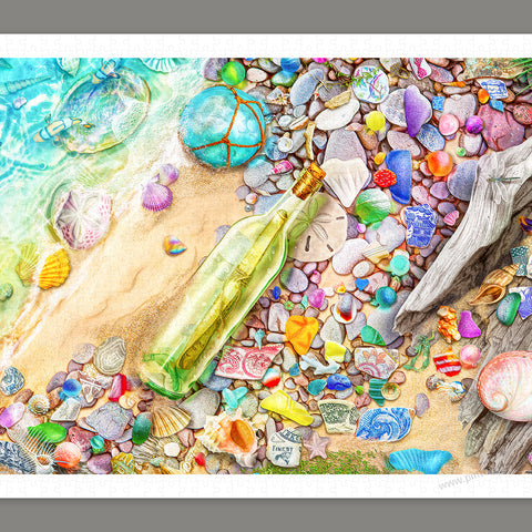 Wishing Bottle on the Beach - 1000 Piece Jigsaw Puzzle