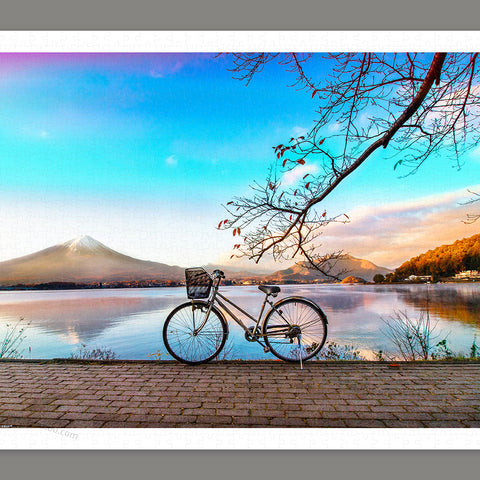 Pintoo H2649 Bicycle Trip Collection - Bicycle by the Serene Lake - 1000 Piece Jigsaw Puzzle