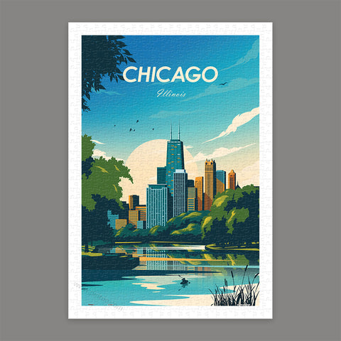 Pintoo H3304 World Travel by Studio Inception - Chicago - 600 Piece Jigsaw Puzzle