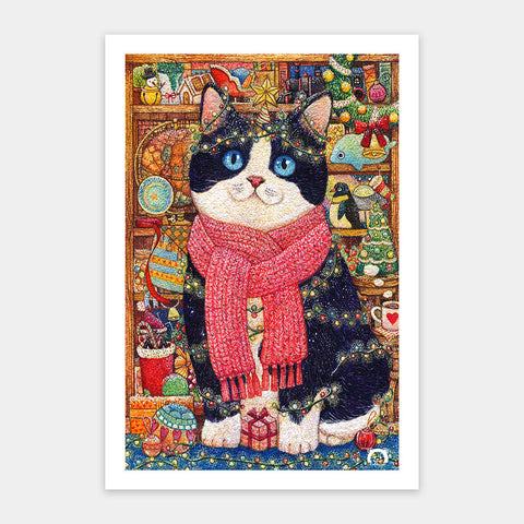 Pintoo H3390 Cat's Christmas Collection Cabinet by Cotton Lion - 600 Piece Jigsaw Puzzle