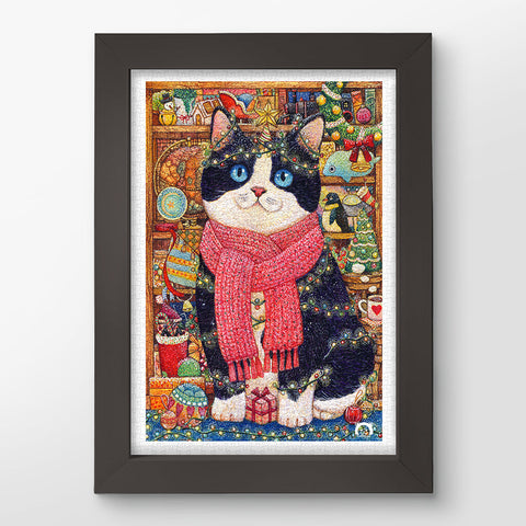 Pintoo H3390 Cat's Christmas Collection Cabinet by Cotton Lion - 600 Piece Jigsaw Puzzle