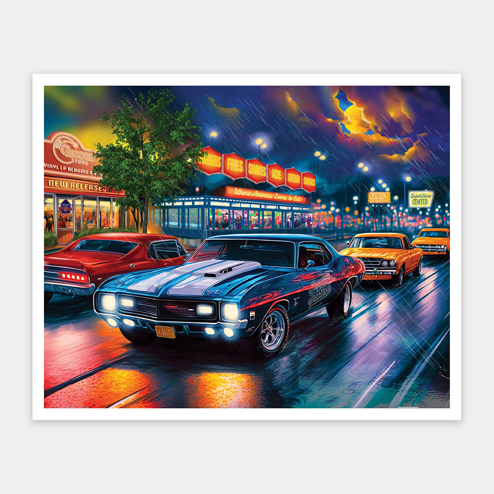 Pintoo H3443 Rain on the Boulevard by Bigelow Illustrations - 2000 Piece Jigsaw Puzzle