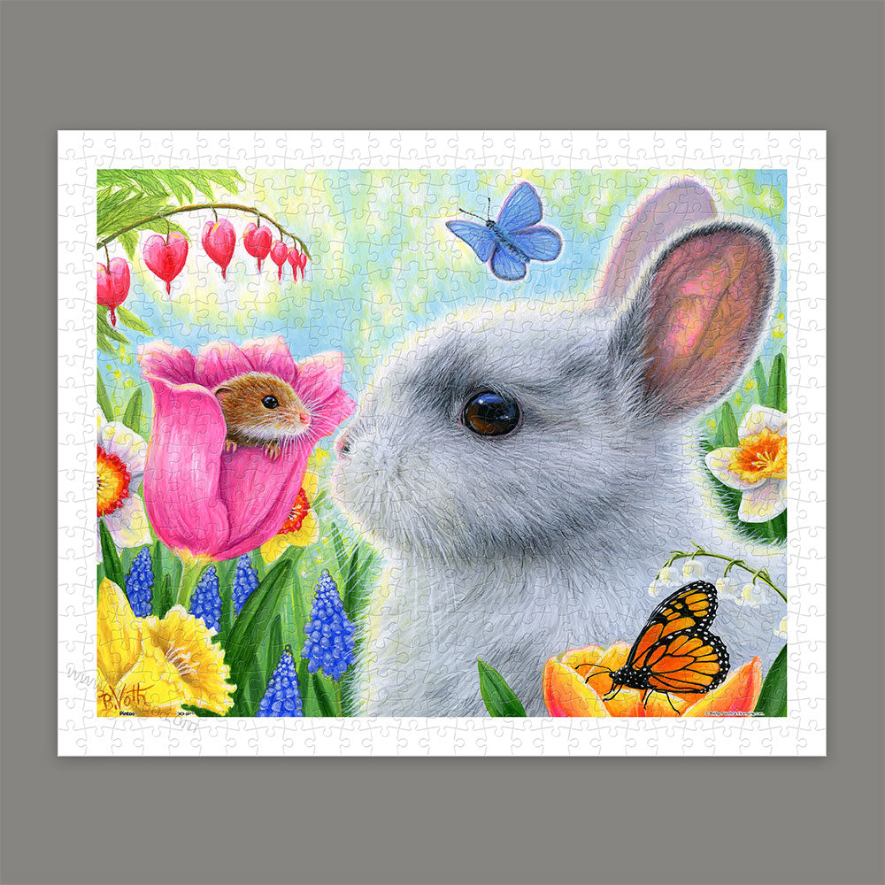 Pintoo H3444 Little Friend in the Tulips by Bridget Voth - 500 Piece Jigsaw Puzzle