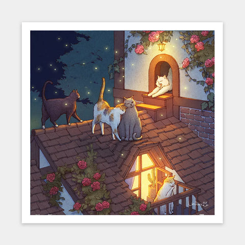 Pintoo H3454 Night on the Roof by  Limduey - Kitten's Life Routine - 900 Piece Jigsaw Puzzle