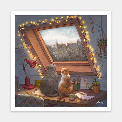 Pintoo H3455 Raining Window by  Limduey - Kitten's Life Routine - 900 Piece Jigsaw Puzzle