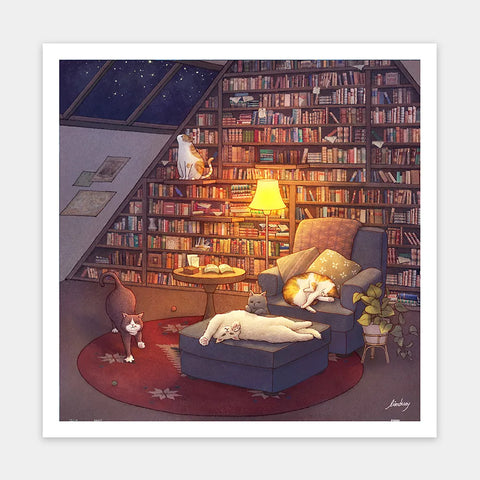 Pintoo H3456 Library by  Limduey - Kitten's Life Routine - 900 Piece Jigsaw Puzzle