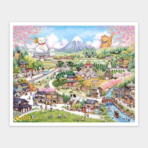 Pintoo H3707 Maneki Neko Village by YUKAN - 2000 Piece Jigsaw Puzzle