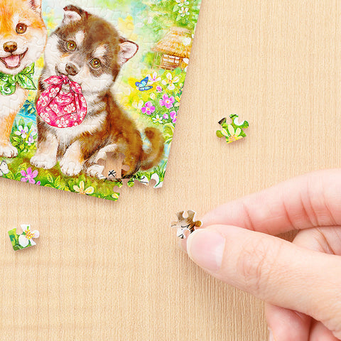 Pintoo P1421 Shiba Puppies' First Errand by Kayomi - 150 Piece XS Jigsaw Puzzle