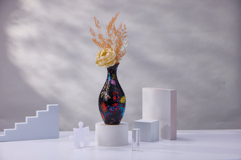 Elegant Floral Print - 3D Puzzle Vase Jigsaw Puzzle