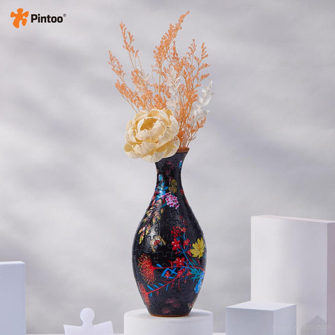 Elegant Floral Print - 3D Puzzle Vase Jigsaw Puzzle