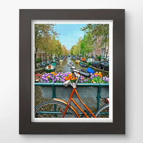 Bike Flowers and Canal. Amsterdam, Netherlands - 500 Piece Jigsaw Puzzle