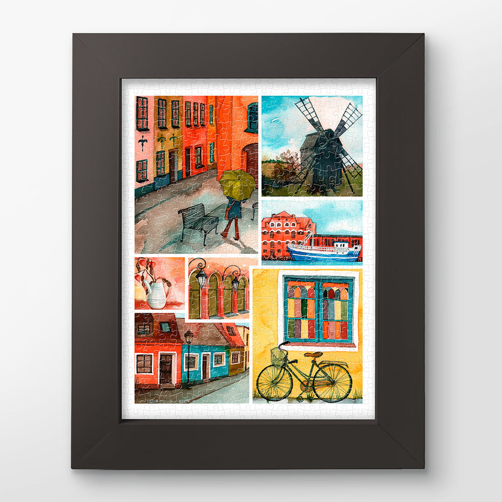Beautiful Collage of Tranquil Streets - 300 Piece Jigsaw Puzzle