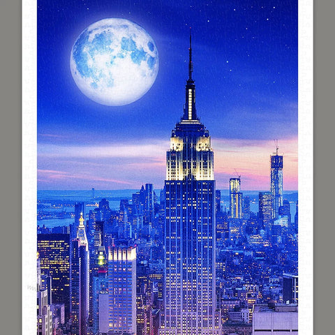 Empire State Building - Moon Night Series - 1000 Piece Jigsaw Puzzle