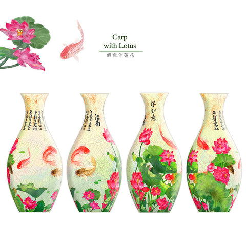 Carp with Lotus - 3D Puzzle Vase Jigsaw Puzzle