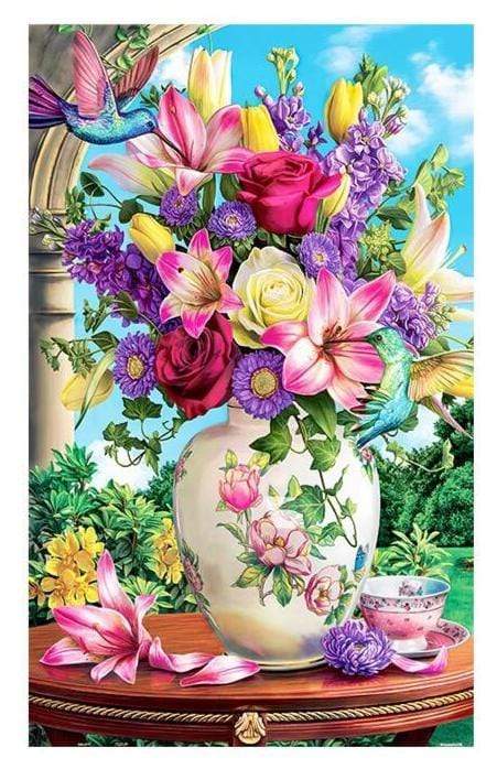 Flowers and Hummingbird - 1000 Piece Jigsaw Puzzle