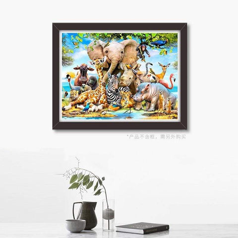 Framed Africa Smile jigsaw puzzle displayed on a wall.